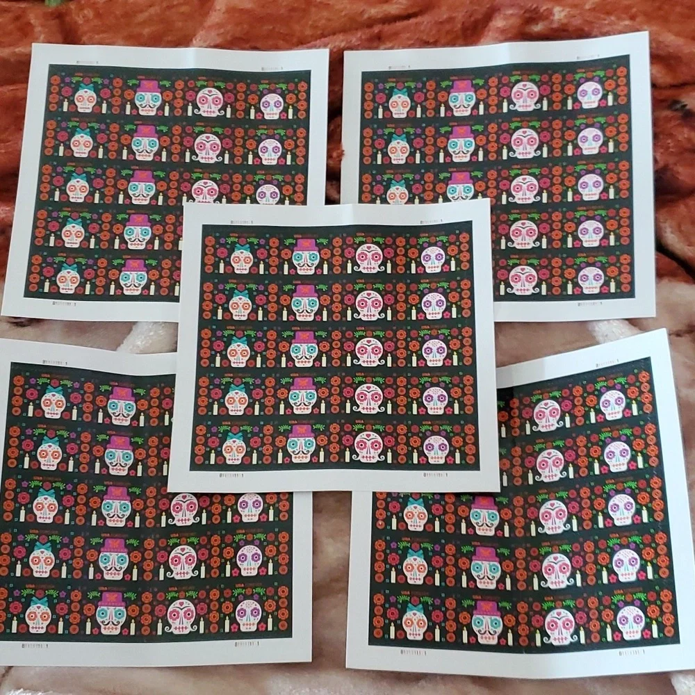 100 Day of the Dead Sugar Skulls‎ Forever Postage Stamps USPS Halloween Skeleton